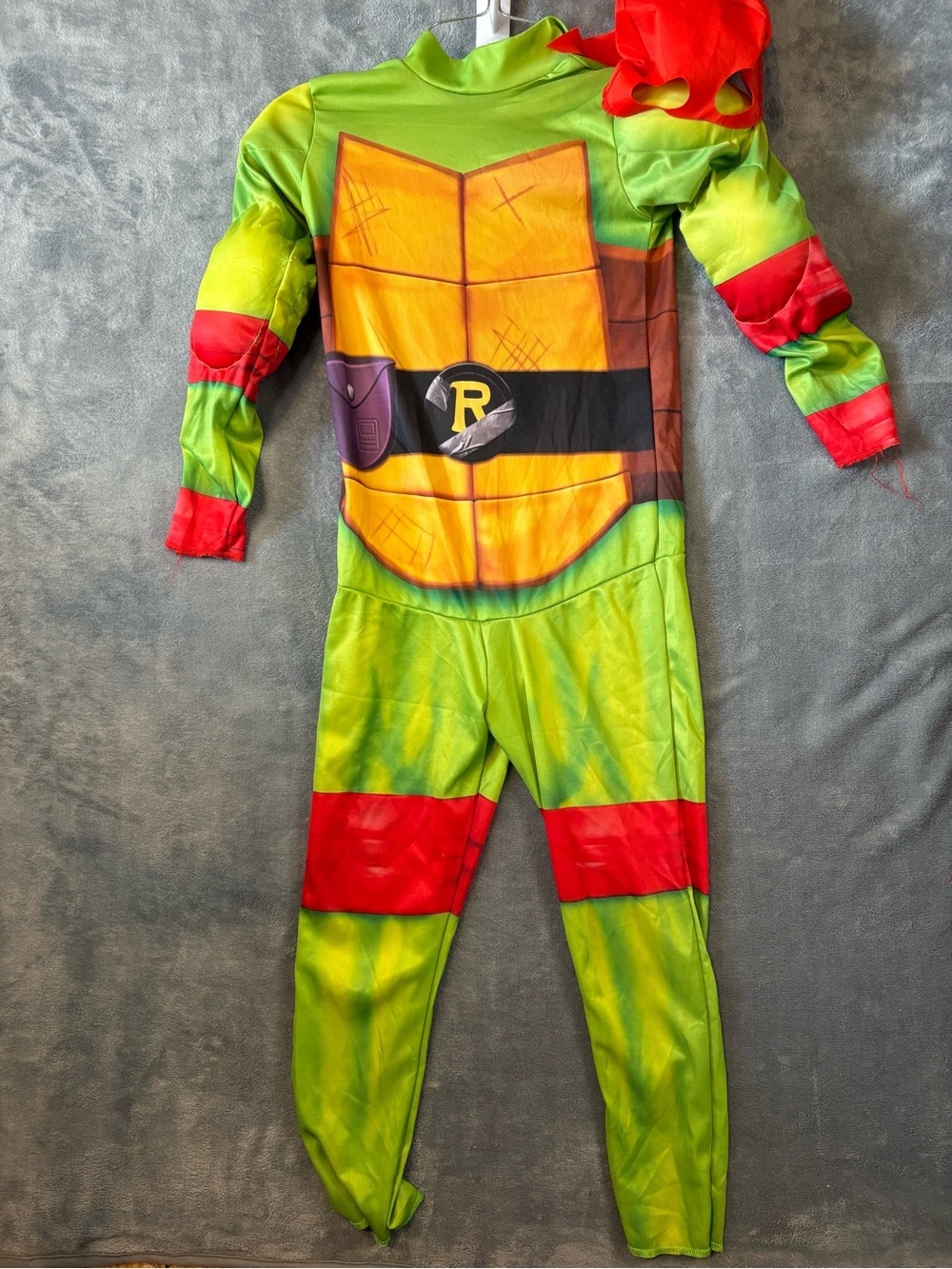Kids Green Turtle Ninja Costume with Red Accents